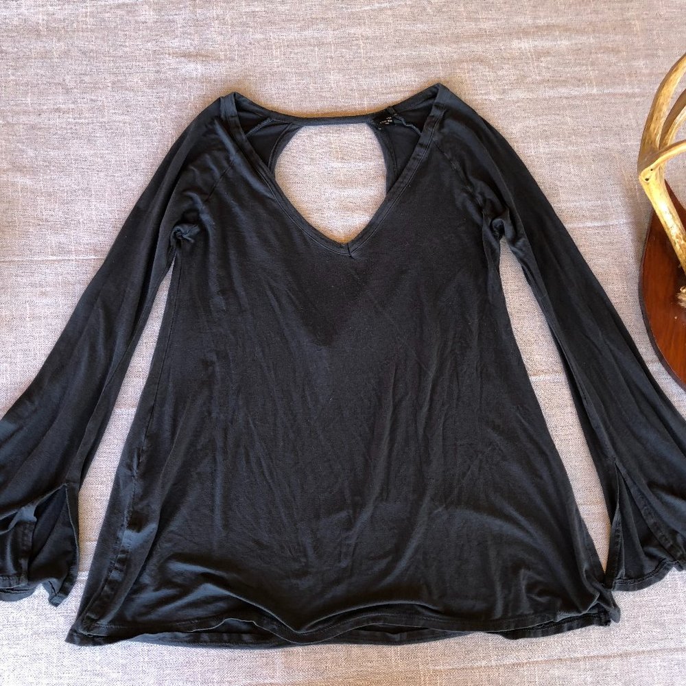 V-Neck Bell Sleeved Open Back Top